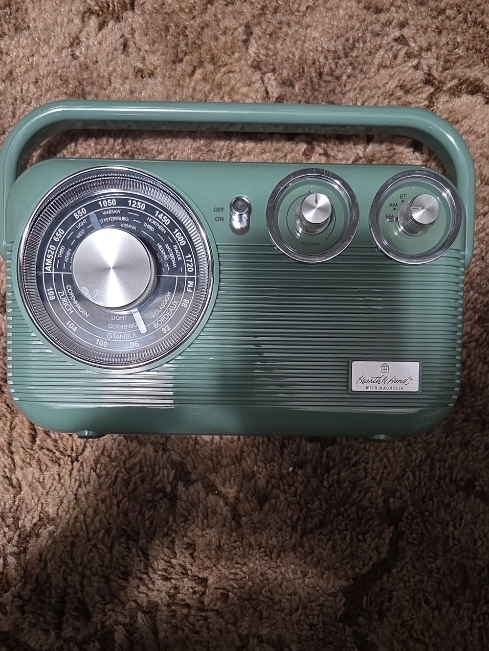 Hearth & Hand Retro Portable Radio in Mint Green